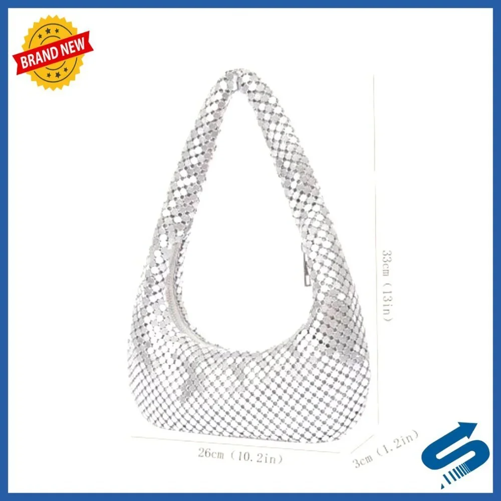 Metallic Glitter Sequin Hobo Bag Evening Party Elegant Chic Handbag